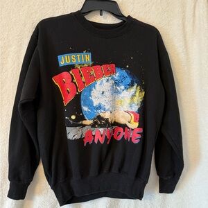 Justin Bieber "Anyone" Black Crewneck Sweatshirt Official 2022 Tour Merch XS